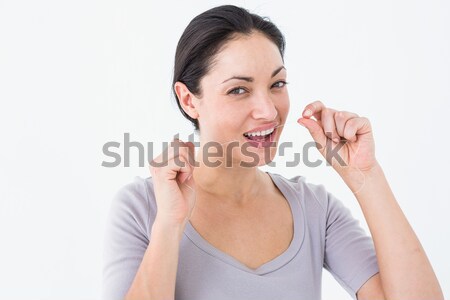 женщину зубная нить белый рот женщины улыбаясь Сток-фото © wavebreak_media
