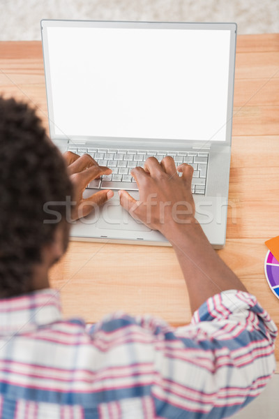 Jungen Geschäftsmann eingeben Laptop Design Job Stock foto © wavebreak_media