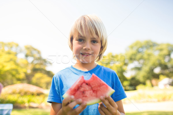 Uśmiechnięty chłopca arbuz parku portret Zdjęcia stock © wavebreak_media