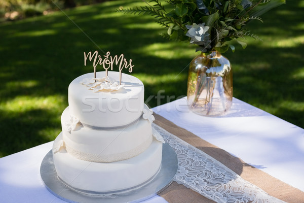 Decorato wedding cake tavola parco tessuto matrimonio Foto d'archivio © wavebreak_media