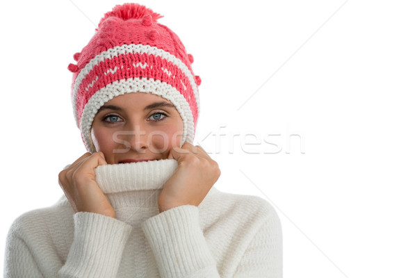 肖像 女性 着用 帽子 顔 タートルネック ストックフォト © wavebreak_media