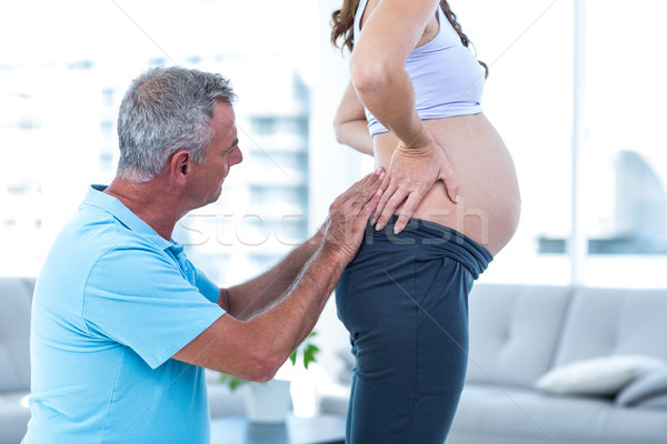 Terapeuta üzenetküldés terhes nő otthon áll ház Stock fotó © wavebreak_media