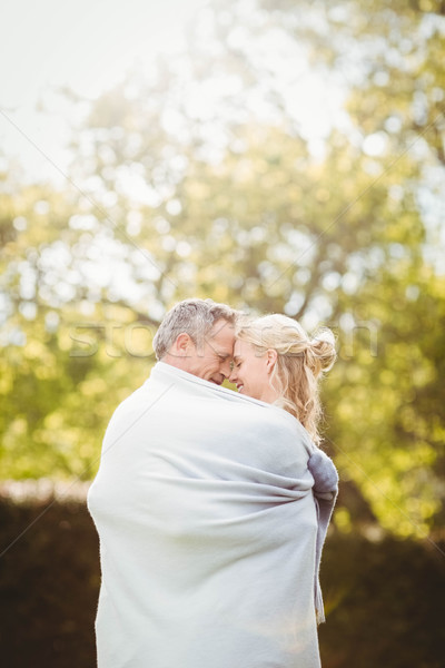 Cute couple couverture autour à l'extérieur [[stock_photo]] © wavebreak_media