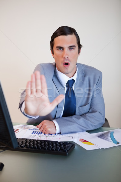 Businessman trying to calm down his upset negotiation partner Stock photo © wavebreak_media