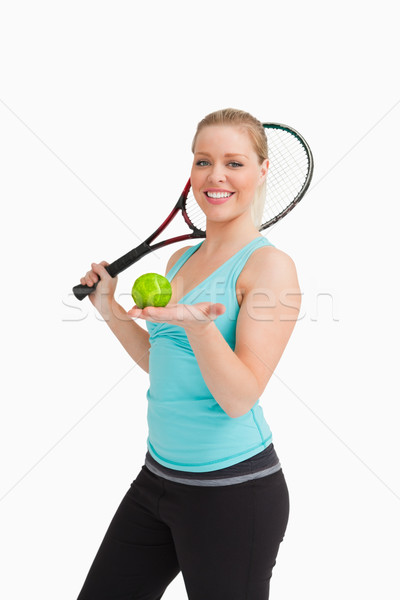 Kobieta piłka tenisowa strony biały sportu Zdjęcia stock © wavebreak_media