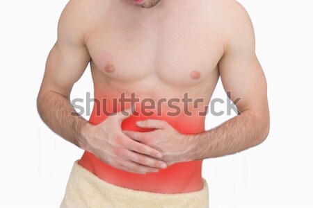 Férfi gyomorfájás fehér fájdalom férfi áll Stock fotó © wavebreak_media