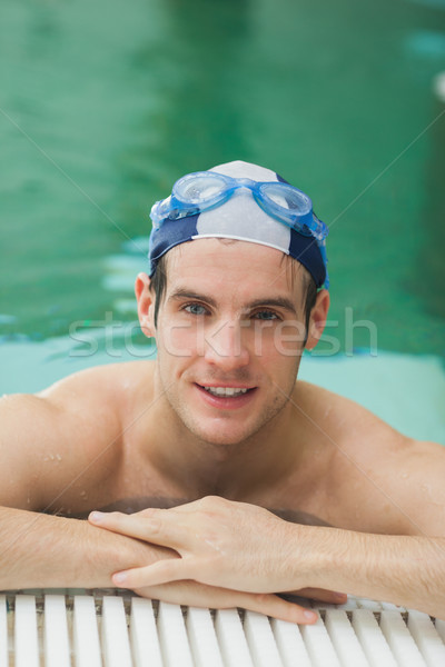 Felice uomo piscina indossare occhiali cap Foto d'archivio © wavebreak_media