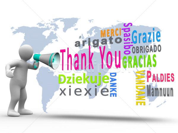 White figure revealing thank you in different languages with a m Stock photo © wavebreak_media