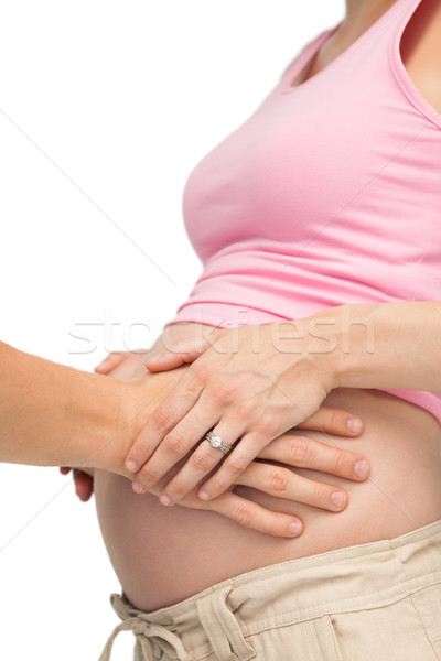 Verwachtend vader aanraken moeders buil witte Stockfoto © wavebreak_media