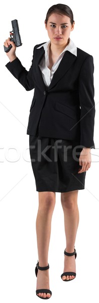 Stockfoto: Zakenvrouw · pistool · witte · corporate · vrouwelijke
