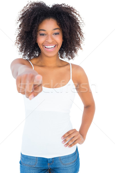 Bella ragazza bianco top denim caldo Foto d'archivio © wavebreak_media