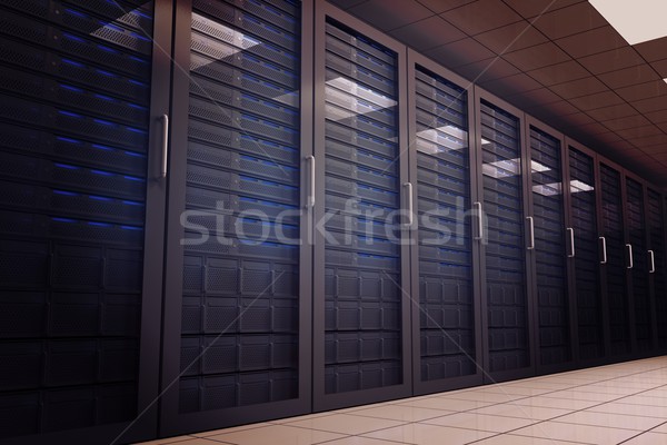 Stock photo: Digitally generated server room with towers