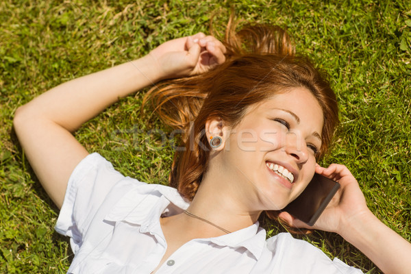 Foto stock: Bastante · chamada · grama · verão · feminino