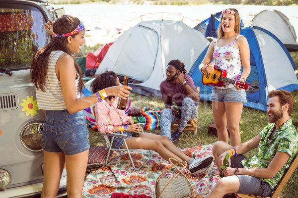 Hipster Campingplatz Musik-Festival Frau Auto Stock foto © wavebreak_media