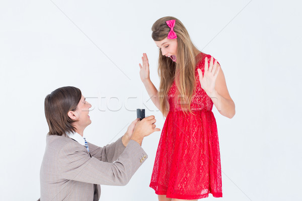 Hipszter térd házasság javaslat barátnő fehér Stock fotó © wavebreak_media