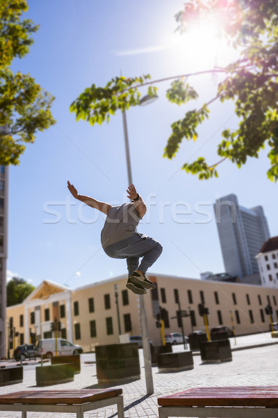  Man doing parkour in the city Stock photo © wavebreak_media