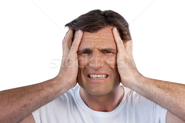 Close up of irritated mature man clenching teeth Stock photo © wavebreak_media