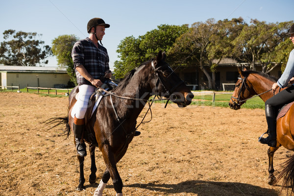 Due maschio amici equitazione cavallo ranch Foto d'archivio © wavebreak_media