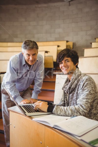 Portrait souriant étudiant professeur classe ordinateur [[stock_photo]] © wavebreak_media