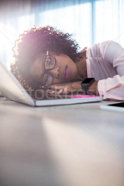 Işkadını uyku büro ofis bilgisayar kadın Stok fotoğraf © wavebreak_media