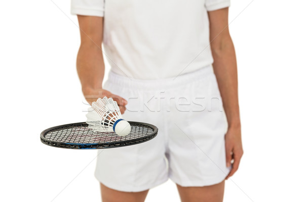 Athlete holding badminton racket and shuttlecock Stock photo © wavebreak_media
