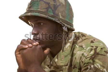 солдата винтовка белый весело мяча связи Сток-фото © wavebreak_media