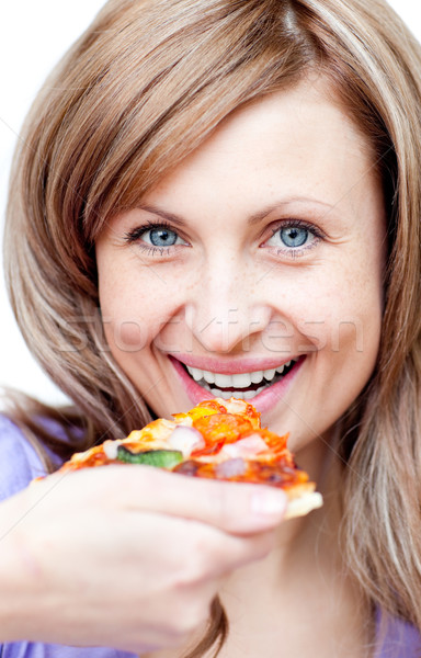 Animé femme pizza blanche alimentaire [[stock_photo]] © wavebreak_media