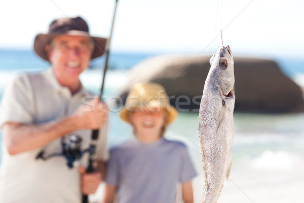 Stock fotó: Férfi · halászat · unoka · természet · tenger · nyár