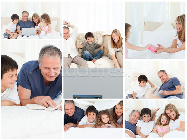 Kollázs család élvezi pillanatok együtt otthon Stock fotó © wavebreak_media