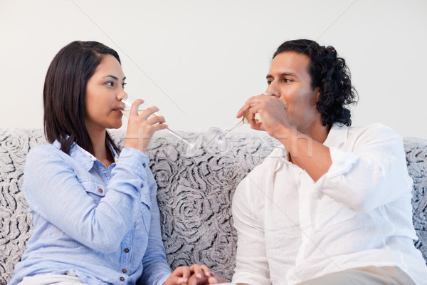 Young couple drinking sparkling wine in the living room Stock photo © wavebreak_media