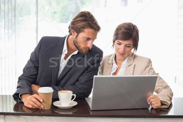 Foto stock: Negocios · colegas · de · trabajo · romper · Cafetería · ordenador