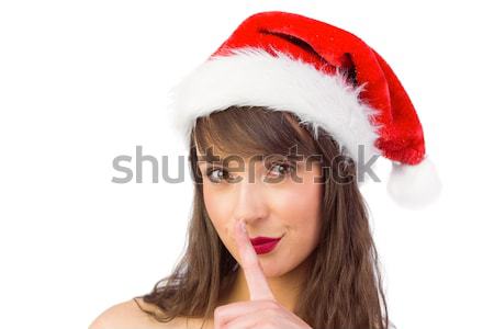 Pretty santa girl with hands on face Stock photo © wavebreak_media