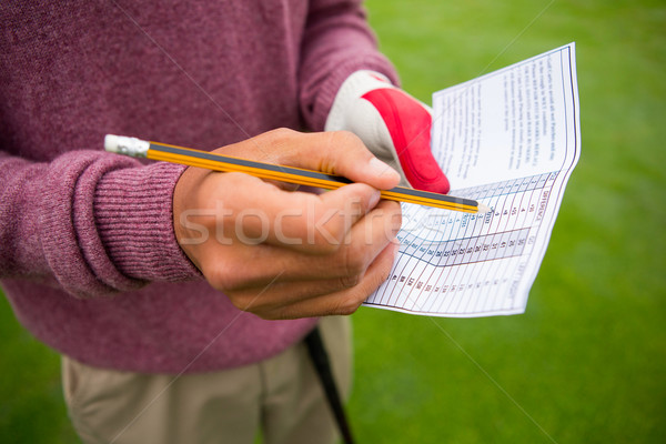 ストックフォト: ゴルファー · 書く · 点数 · 紙 · ゴルフコース