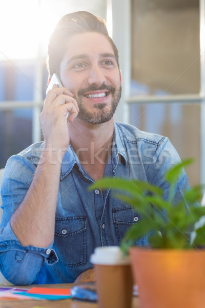 Gündelik işadamı konuşma telefon ofis iş Stok fotoğraf © wavebreak_media