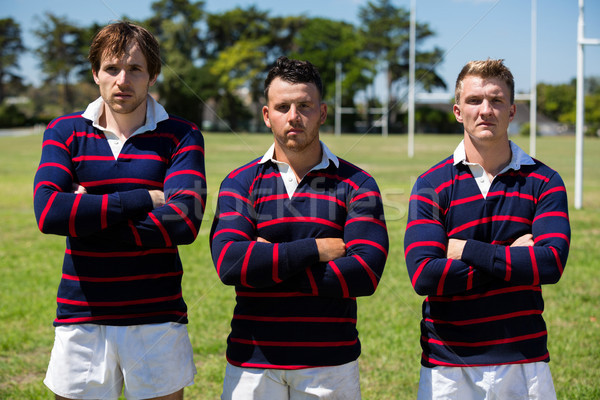 Portrait of confident rugby players standing at sports field Stock photo © wavebreak_media
