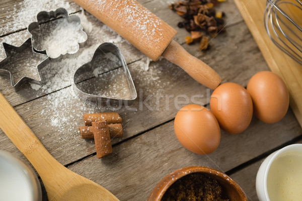 High angle view of egg and spices with ingredients Stock photo © wavebreak_media