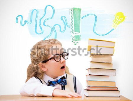 Stock photo: Thoughtful schoolkid pretending to be a teacher in classroom