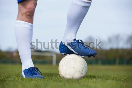 Stockfoto: Knap · voetballer · digitaal · gegenereerde · vlag · gras