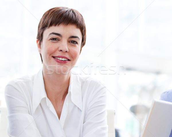 Stockfoto: Zakenvrouw · werk · portret · gelukkig · uitvoerende · werknemer