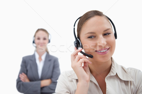 Stock photo: Operators with headsets against a white background