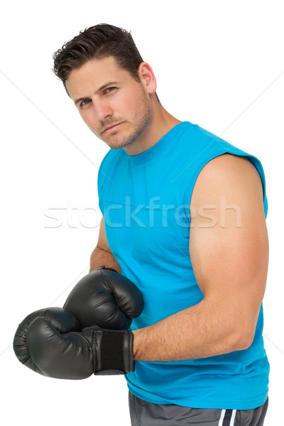 Portrait sérieux Homme boxeur permanent blanche [[stock_photo]] © wavebreak_media