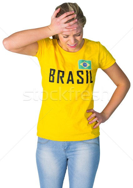 ストックフォト: 失望した · サッカー · ファン · ブラジル · Tシャツ · 白
