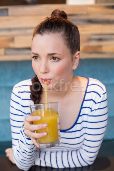 Stock fotó: Fiatal · nő · üveg · narancslé · kávézó · tinédzser · női