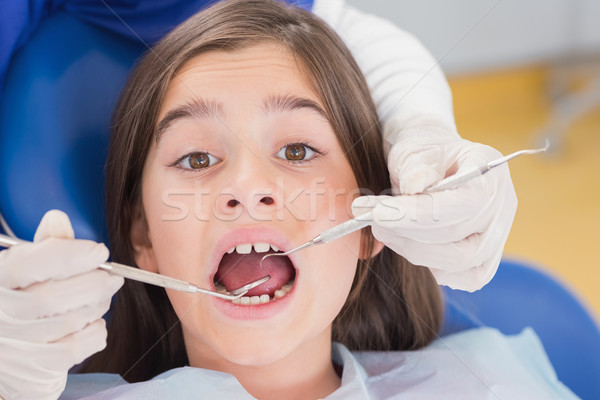 Stockfoto: Portret · bang · jonge · patiënt · tandheelkundige · onderzoek