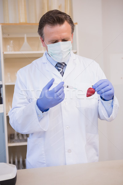 Scientifique fraise laboratoire fruits laboratoire Homme [[stock_photo]] © wavebreak_media