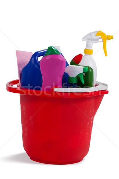 Various household cleaning supplies in a bucket Stock photo © wavebreak_media