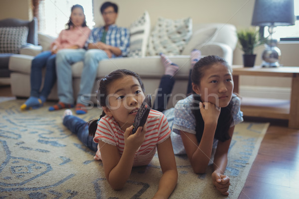 Familie Fernsehen zusammen Wohnzimmer home Fernsehen Stock foto © wavebreak_media