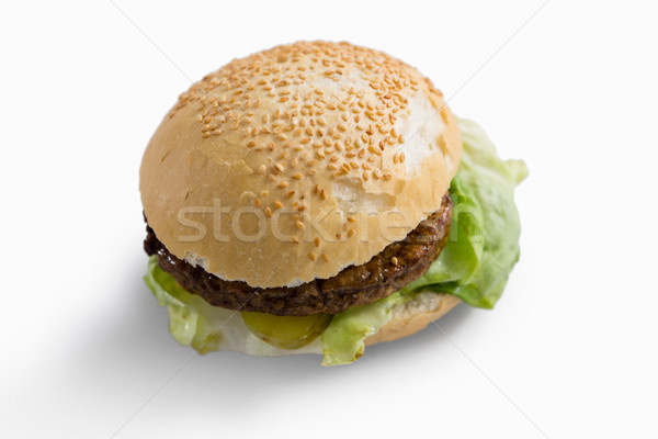 High angle view of hamburger with leaf vegetable Stock photo © wavebreak_media