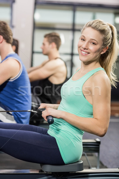 Passen Menschen Zeichnung Maschine Fitnessstudio glücklich Stock foto © wavebreak_media