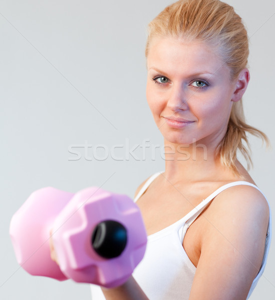Közelkép gyönyörű nő képzett súlyok fókusz nő Stock fotó © wavebreak_media